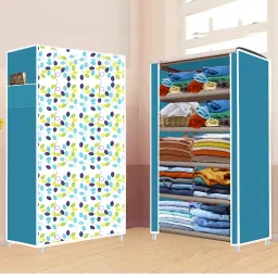 5 Shelf Foldable Collapsible Wardrobe Storage Organizer Almirah Cloth Rack PP Collapsible Wardrobe-image-42