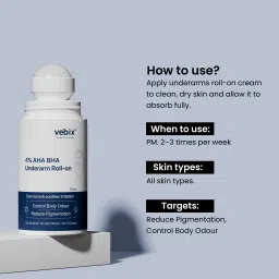 vebix professional 4% AHA BHA Underarm Roll On | Control Body Odour & Reduce Pigmentation | Deodorant Roll-on - For Women image 2