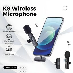 fitric K8 Wireless Plug and Play Type C Coller Mic Supported Android/IOS Microphone image 3