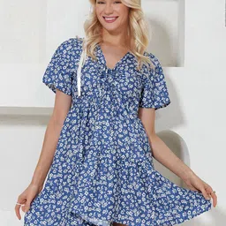 Trend Alacati stili Floral Printed Fit & Flare Dress-image-70