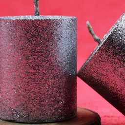 atorakushon Silver-Toned 2 pieces Glitter Scented Pillar Candle-13