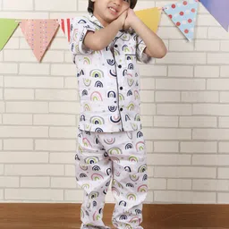 Polka Tots Boys Printed Pure Cotton Shirt and Pyjamas Night suit-image-44