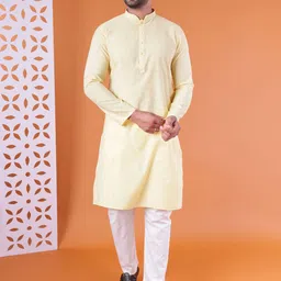 AURIK Men Regular Pure Cotton Kurta with Pyjamas-picture-22