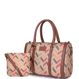 THE CLOWNFISH Printed Oversized Structured Shoulder Bag with Tasselled image 2
