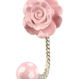 IndianShelf Pink Flower Ceramic Wall Hooks-image-78