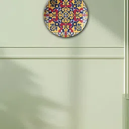 THE QUIRKY HOME Yellow & Blue Printed Decorative Ceramic Wall Plate-47
