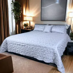 ERBA Blue Textured Cotton Double Bed Covers & 2 Pillow Covers-image-97