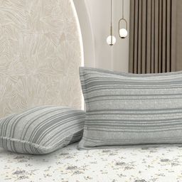 Pure Decor Grey & Off White Floral 350 TC Queen Bedsheet with 2 Pillow Covers-picture-8
