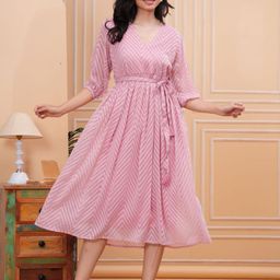 BAESD Women Jacquard Fit & Flare Midi Dress-image-8