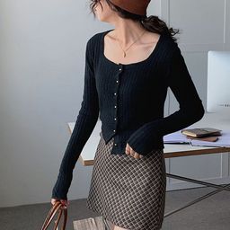 StyleCast Round Neck Long Sleeves Acrylic Cardigan-picture-6