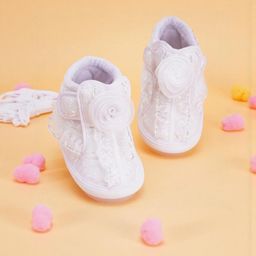 Neska Moda 18 To 24 Months Girls Satin Velcro Chu Chu Music Shoes/ Booties (Toe to Heel Length - 15 cm, White)-13