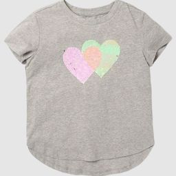 GAP Girls Sequinned Heart Crew Neck Pure Cotton T-Shirt-picture-1