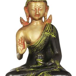 Exotic India Gold-Toned & Green Buddha Idol Showpiece-image-58