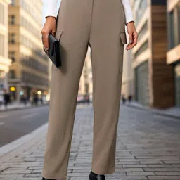 StyleCast Women Solid Regular Fit Easy Wash Cargos With Belt-picture-18