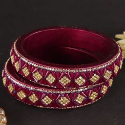 ZULKA Set Of 2 Lac Stone Studded Kada Bangles-image-11
