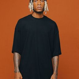 SMAN Men Solid Round Neck Cotton Oversized T-shirt-image-54