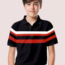 AUSK Boys Striped Polo Collar T-shirt-image-123