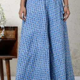 SILAYIBAZI Printed Pure Cotton Flared Maxi Skirts-image-17