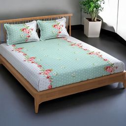 King Size Double Bed Elastic Fitted Bedsheet with 2 Pillow Cover-24