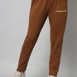 GRIFFEL Women Brand Logo Print  Mid-Rise Regular-Fit Track Pants-image-9