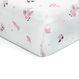 The White Cradle White & Pink Cartoon Characters Cotton 120 TC Crib Bedsheet-0