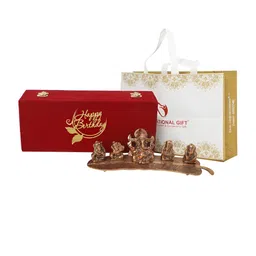 INTERNATIONAL GIFT Brown Ganesh Idol Metal Showpiece With Happy Diwali Tag & Velvet Box-image-46