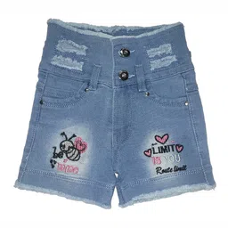 Miss & Chief Girls Washed Slim Fit High-Rise Denim Shorts-39
