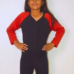 Aqua Holic Girls Colourblocked Leg Suit-image-54