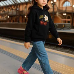 Baawri Girls Floral Printed Hooded Cotton Pullover Sweatshirt-picture-38