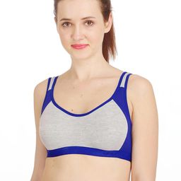 samvar Women Cotton Blue Non Padded Non-Wired Lingerie Bra Sport wear Gym Crop Tank Top-picture-19