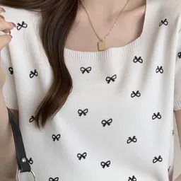KPOP Women Abstract PrintedSquare Neck Top-picture-15