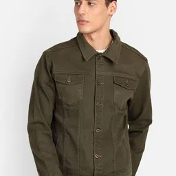 KLIZEN Men Spread Collar Denim Jacket-image-67