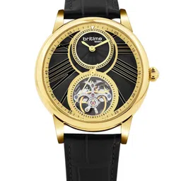Britime Men Printed Dial & Leather Textured Straps Analogue Automatic Watch 675-L20406-2