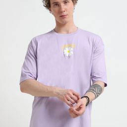 QUCO Men Printed Bio Finish Puff Print Detail Oversized T-shirt-image-61