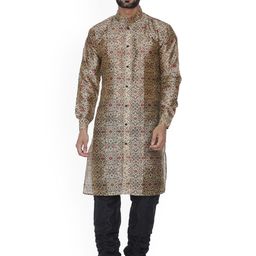 VEERA PARIDHAAN Men Floral Printed Regular Kurta with Churidar-picture-10