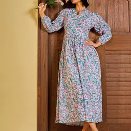 Pink Paprika by SASSAFRAS Print Puff Sleeve Maxi Dress-image-60