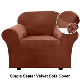 Myntra Elegant Homes Brown Solid Velvet 1 Piece Sofa Cover With Arms-image-79