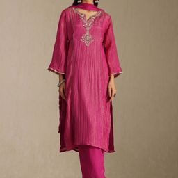 Soch Women Ethnic Motifs Yoke Design Regular Zardozi Kurta with Trousers & Dupatta-image-100