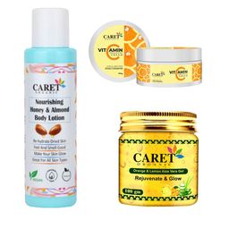 CARET ORGANIC Honey & Almond Body Lotion, Vitamin C Cream & Orange & Lemon Gel-18
