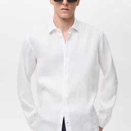 MANGO MAN Pure Linen Longline Casual Shirt-image-52