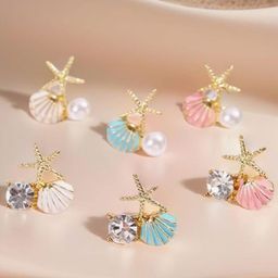 M55 Gold-Plated Pearls Star Shaped Studs-17