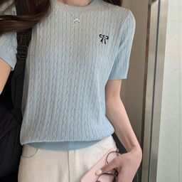 KPOP Women Cable Knit Round Neck Pullover Sweater-image-74