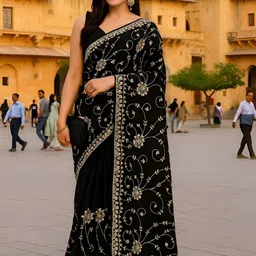 VAIRAGEE Ethnic Motifs Embroidered Saree-picture-16