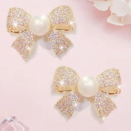 FIMBUL Gold Plated Pearls Beaded Contemporary Studs-23