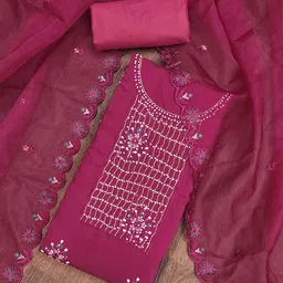 HERE&NOW Floral Embroidered Beads And Stones Unstitched Dress Material-image-30