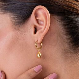 PALMONAS 925 Sterling Silver Gold-Plated Contemporary Waterdrop Hoop Earrings image 3