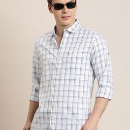 Turtle Checked Spread Collar Long Sleeves Pure Cotton Relaxed Slim Fit Casual Shirt-image-43