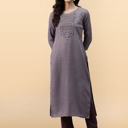Anouk Rustic Women Floral Embroidered Regular Mirror Work Kurta with Trousers-picture-50