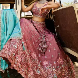 panchhi Embellished Sequinned Semi-Stitched Lehenga & Unstitched Blouse With Dupatta-picture-37