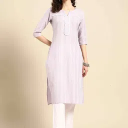 Sangria Women Striped Kurta with Trousers-picture-57